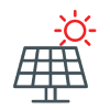 Solaranlage mit Sonnensymbol – steht für Photovoltaik oder Solarenergie