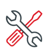 Werkzeug-Icon mit Schraubenschlüssel und Schraubenzieher gekreuzt – Symbol für technische Dienstleistungen